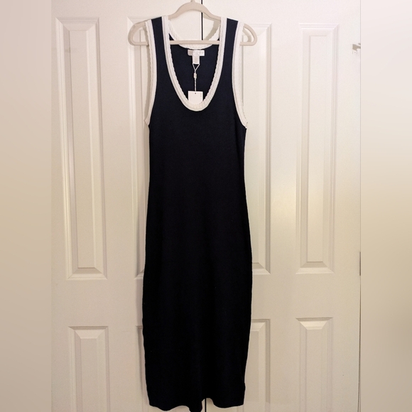 Caroline Constas L Navy And White Knit Sleeveless Dress NWT - Picture 2 of 10